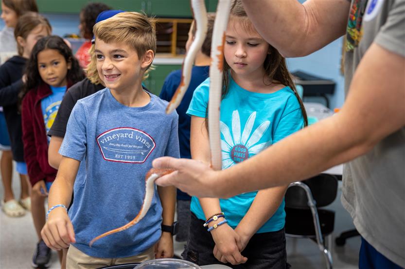 Students study reptiles